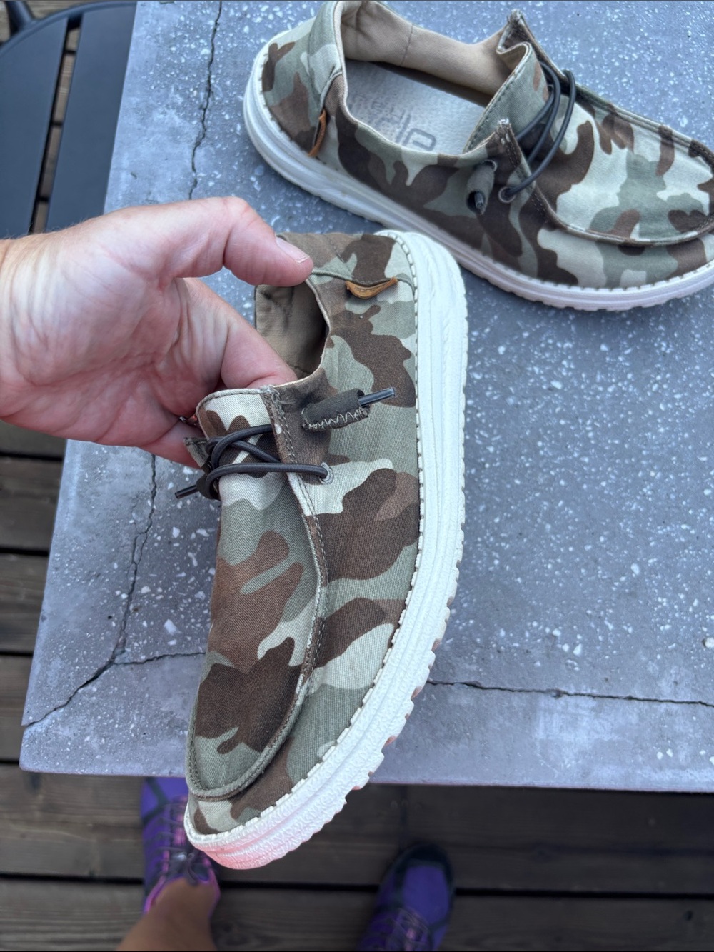 Hey Dude Women's Wendy Camouflage Slip-On Moccasins - Tan/Green - Picture 5 of 10